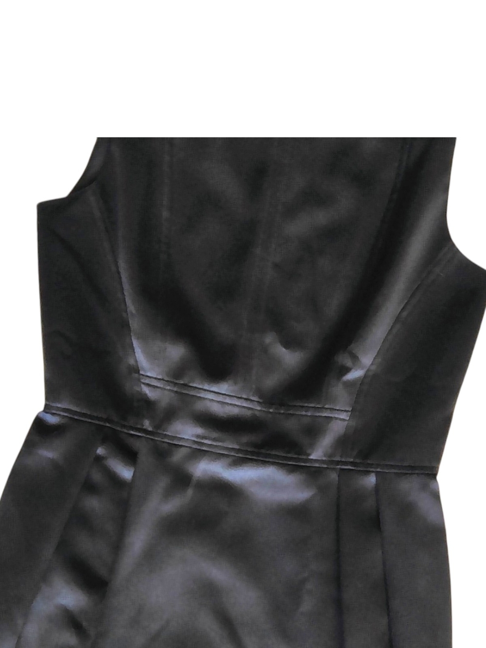 Satin Black Sleeveless Mini Dress - Picture 6 of 9